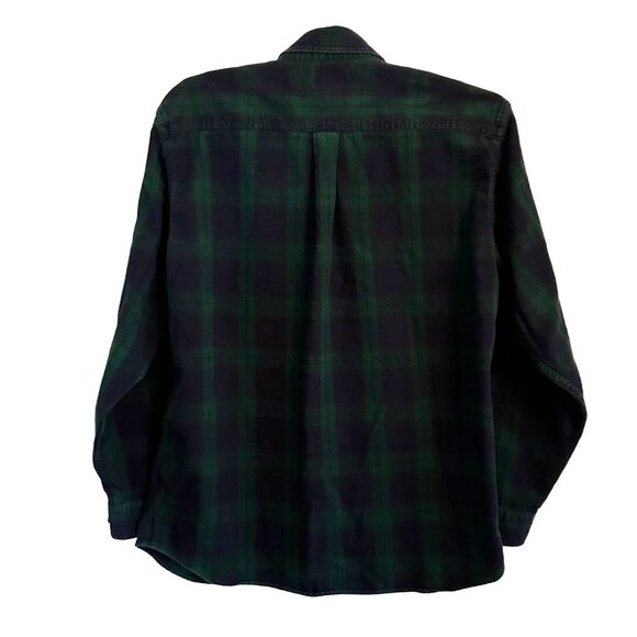 L.L. Bean Men's Plaid Flannel Button Down Shirt Shacket Green Navy Size Large - Picture 2 of 8